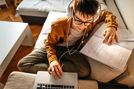 Student using laptop