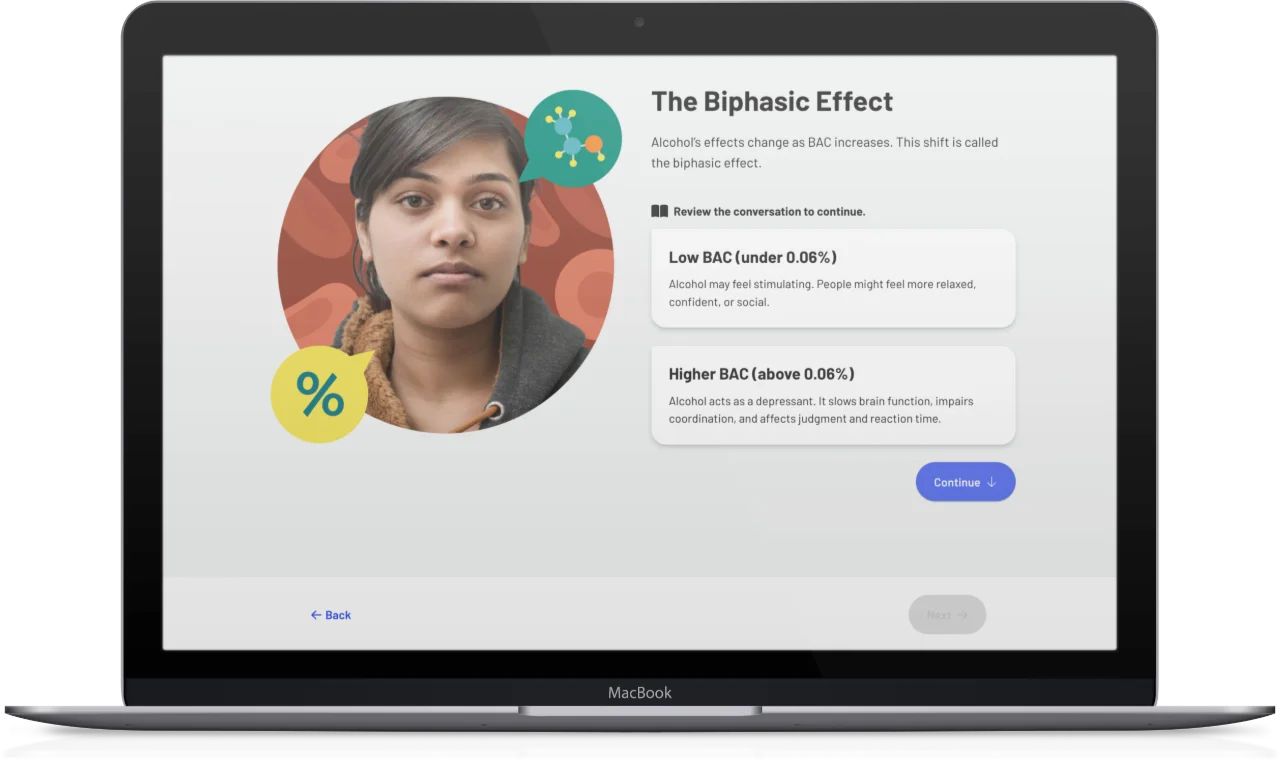 Macbook showing Alcohol Education screenshot